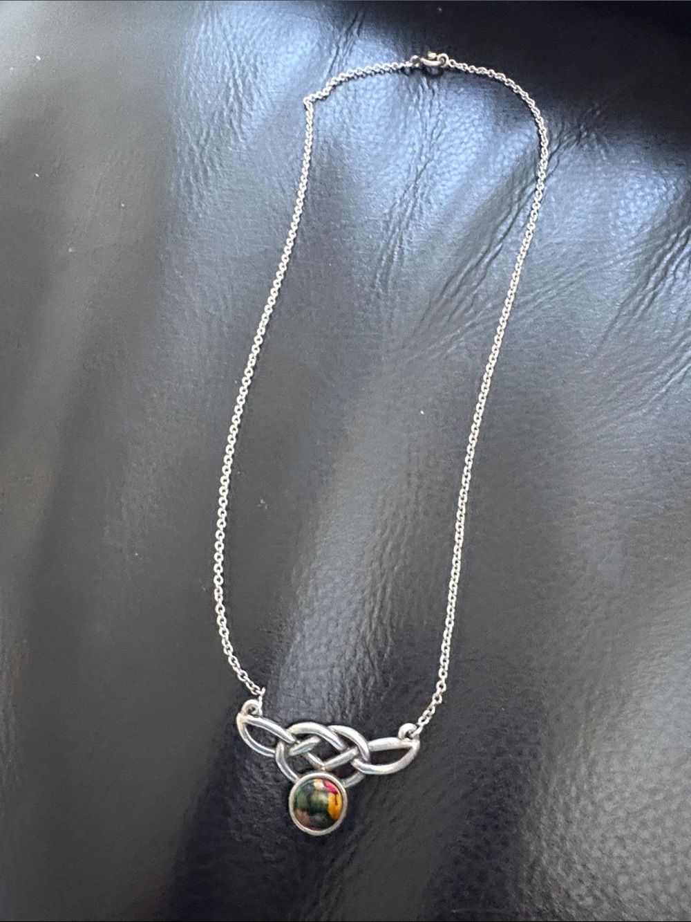 Sterling Silver Heathergems Celtic Knot Necklace with Multicolor Pendant